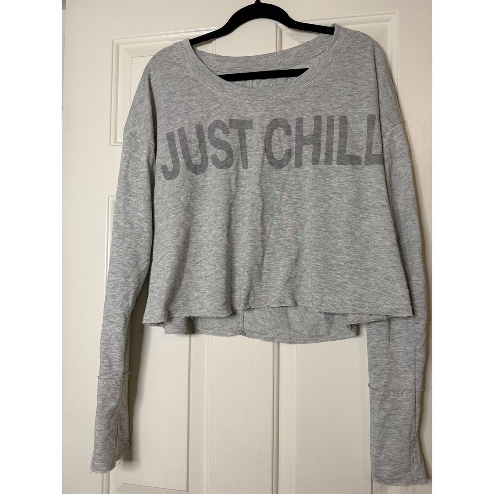 Xhilaration XL Just Chill Cropped Sweatshirt Gray Y2K Lounge Sleepwear